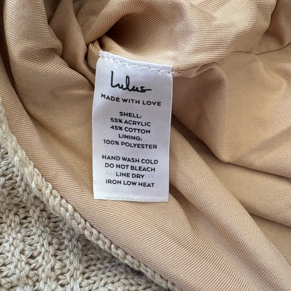 Lulus Blissful Strolls Beige Crochet Faux-Wrap Halter Midi Dress Size Small Boho - Picture 8 of 8